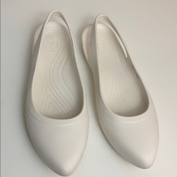 crocs white flats
